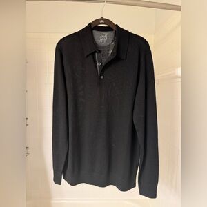 Raffi The Logan Black Long Sleeve Merino Polo
